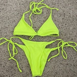 Neon green cheeky swimsuit NWOT